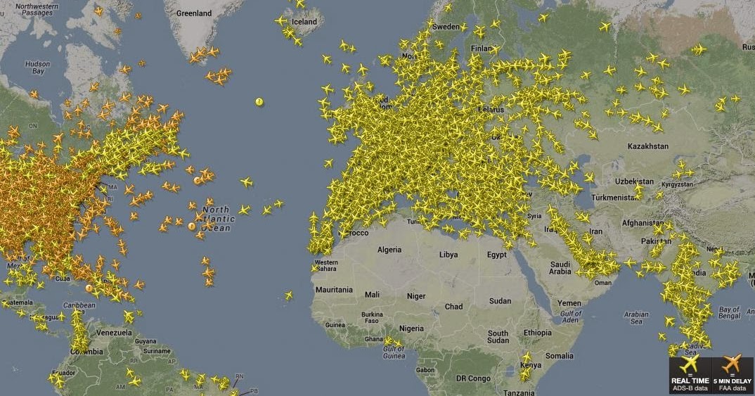 Карта полетов самолетов
