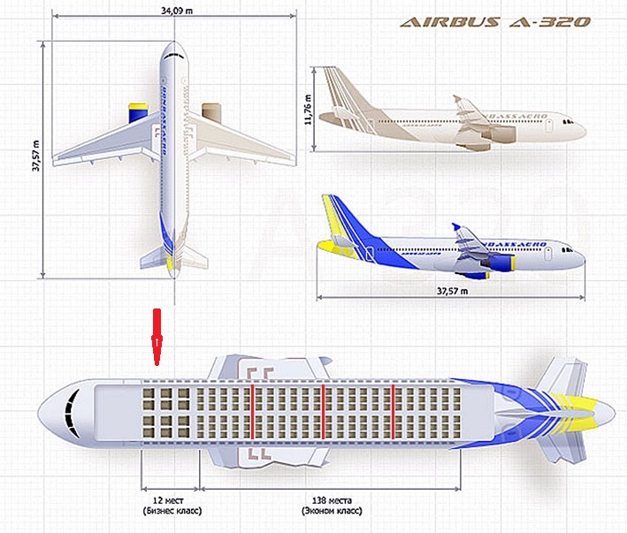 Airbus 318 схема салона