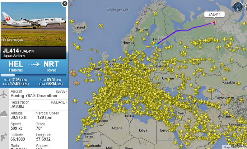 Карта полетов самолетов над россией онлайн в реальном