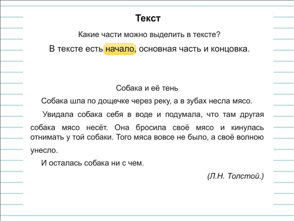 2 класс части текста презентация