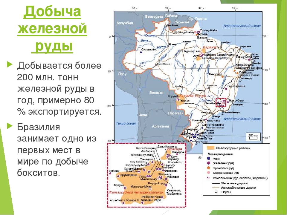 Бразилия полезные ископаемые карта