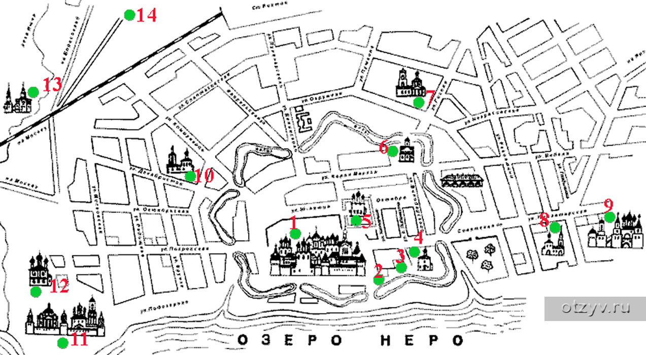 Карта исторического центра ярославля с достопримечательностями