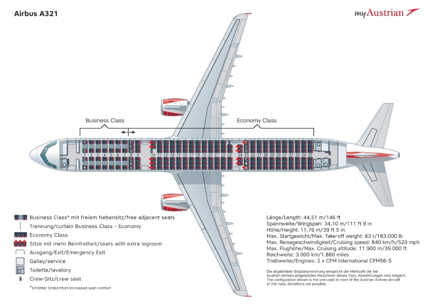 Airbus a321 231 схема салона