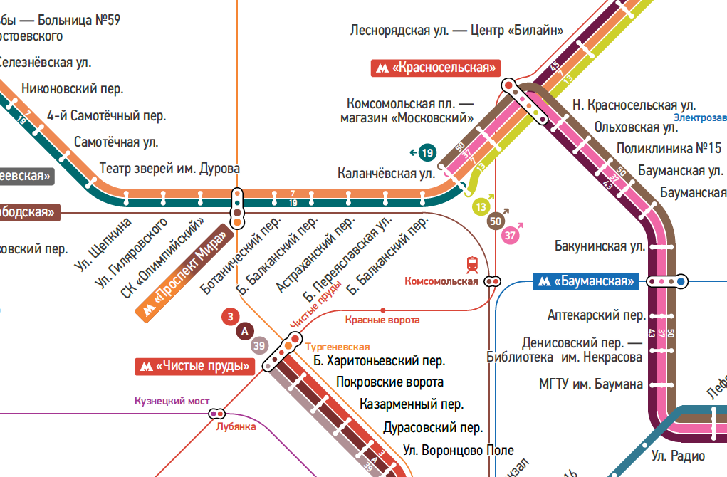 Карта с остановками общественного транспорта