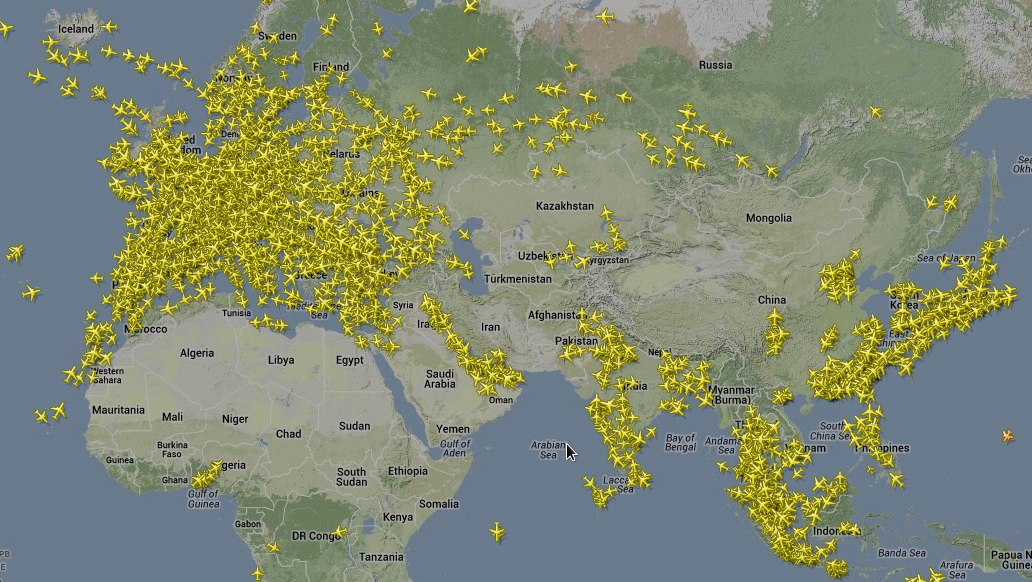 Карта летящих самолетов онлайн