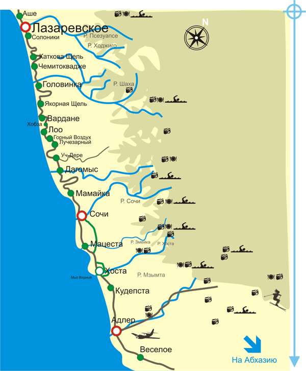 Карта лазаревское краснодарский край побережье