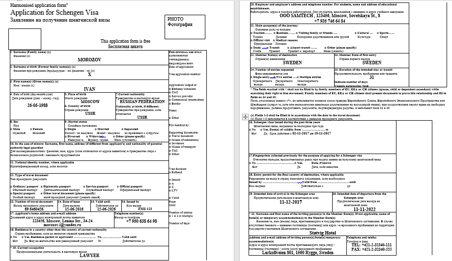 Анкета на визу в сингапур образец