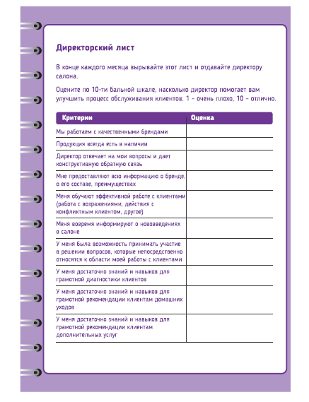 Образец анкета клиента салона красоты образец