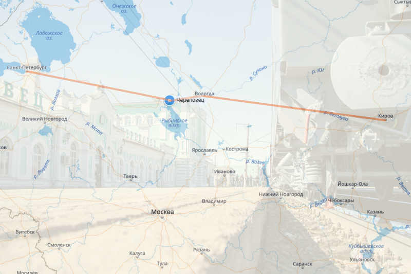 Череповец санкт петербург карта