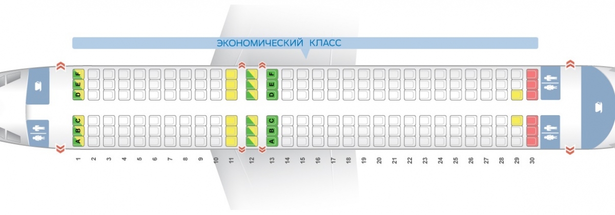 Расположение мест в самолете уральские авиалинии схема салона u6