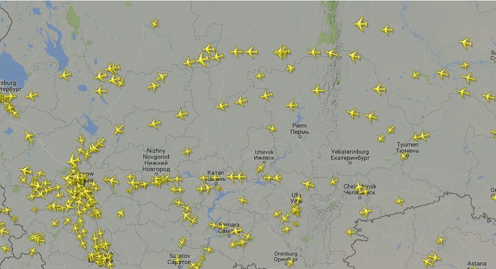 Мировая карта полетов самолетов в реальном времени